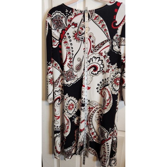 Chicos Womens Size 1‎ US 8 Shift Dress Stretch Paisley Knit Swing 3/4 Sleeves - Picture 3 of 11